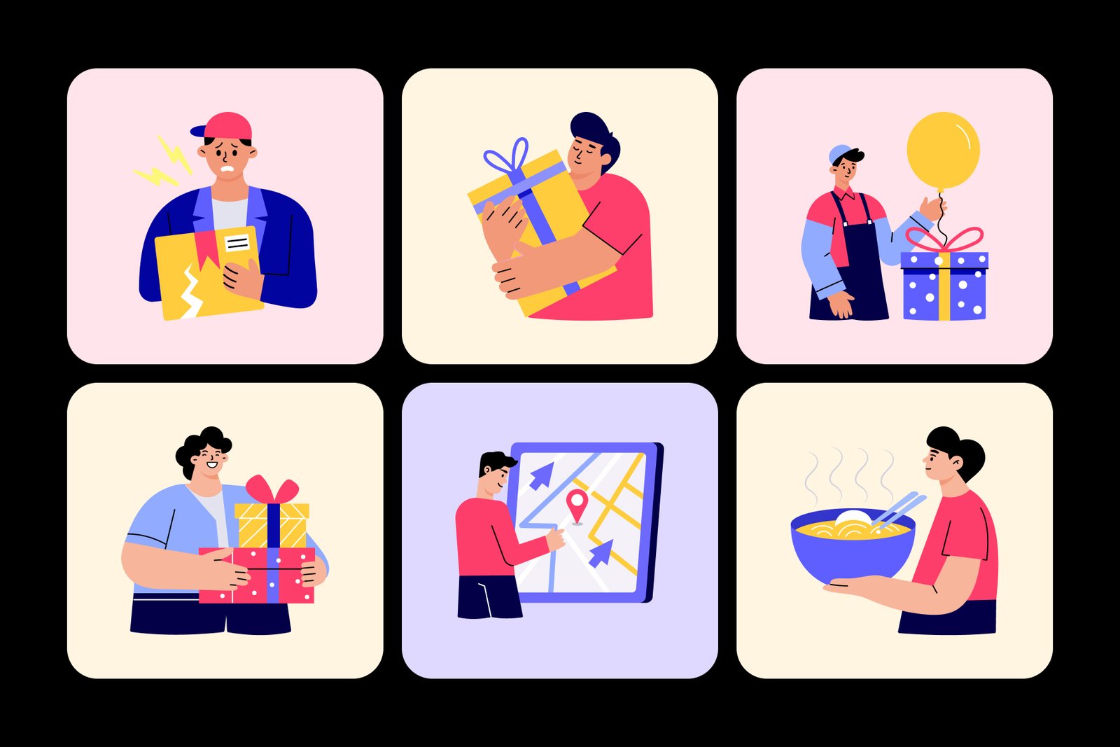 Delivery Illustration Art Set