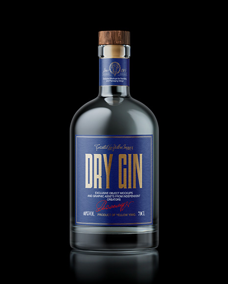 Oslo Dry Gin Bottle on Black Background Mockup