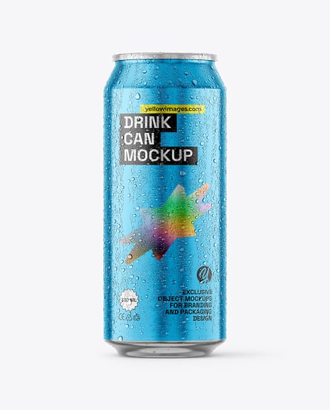 500ml Aluminium Can with Drops Mockup - Beer can mockup