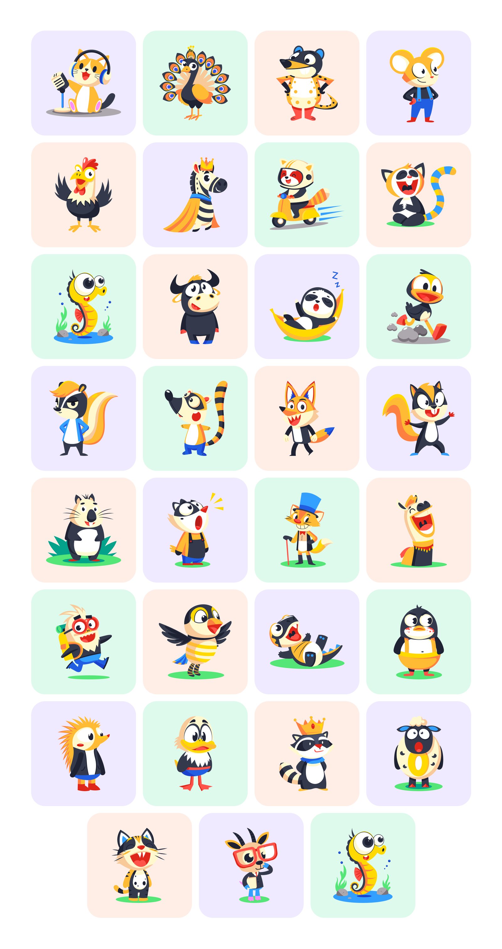 Animal Mascots Art Set