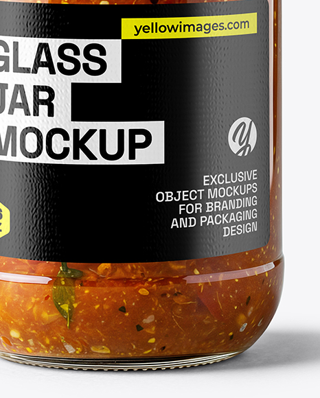 Clear Glass Jar with Tomato Chutney Mockup