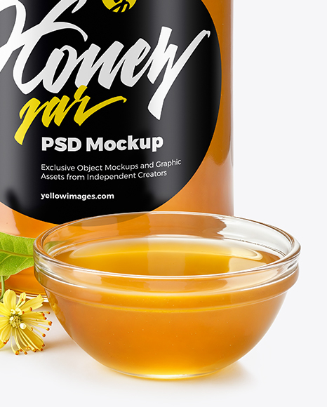 Glass Jar with Linden Honey Mockup