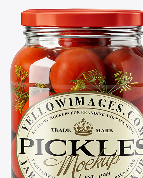 Glass Jar Filled Pickled Tomatoes Mockup