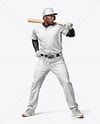 A Black Man Wearing a Full Baseball Kit with Bat Mockup