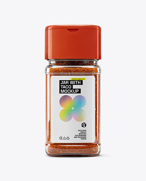 Square Glass Jar with Taco Seasoning Mockup - Realistic mockups
