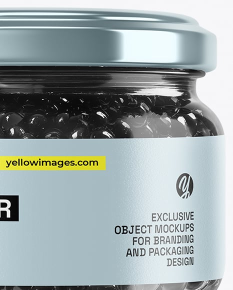 Glass Jar with Black Caviar Mockup