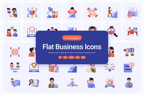 Flat Business Icons Bundle - Graphics