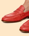Pair of Leather Loafers on Woman's Legs Mockup
