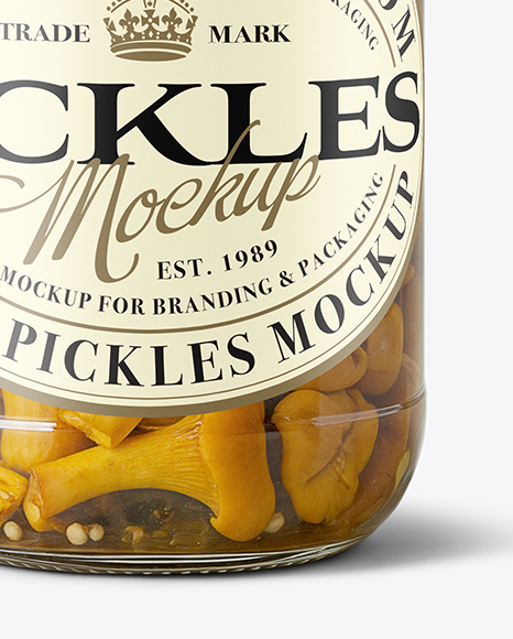 Clear Glass Jar with Chanterelles Mockup