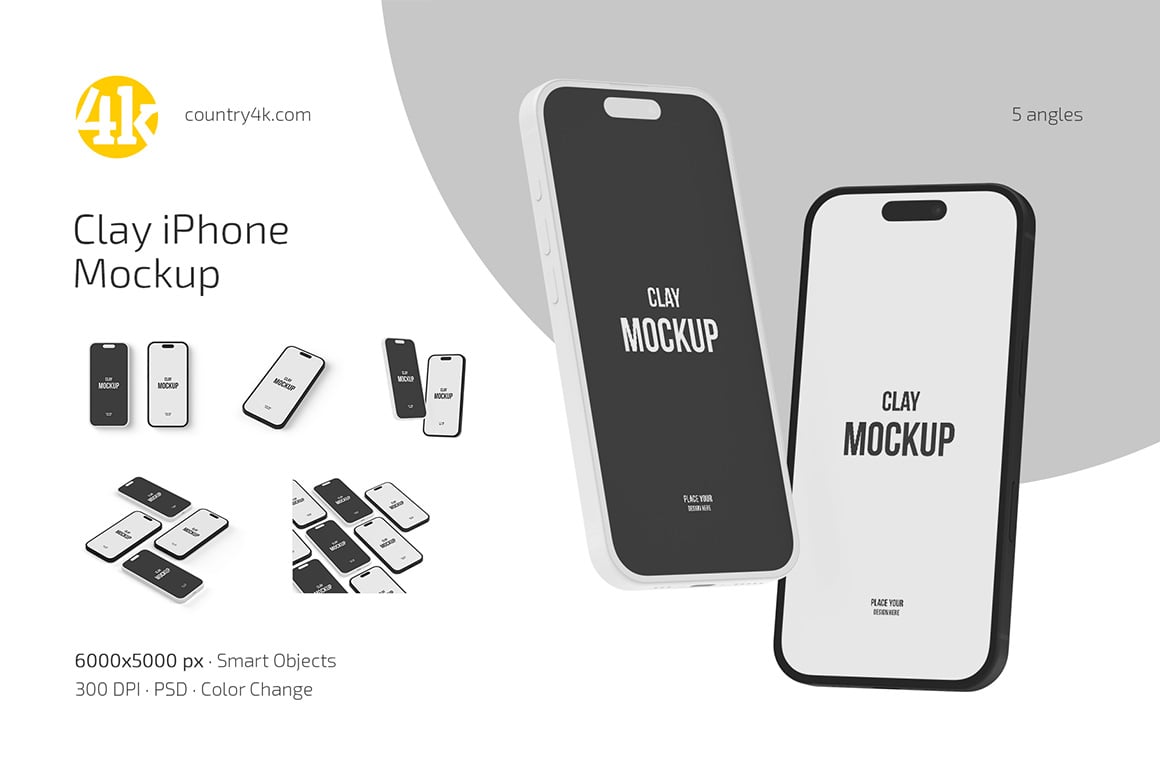 Clay iPhone Mockup Set