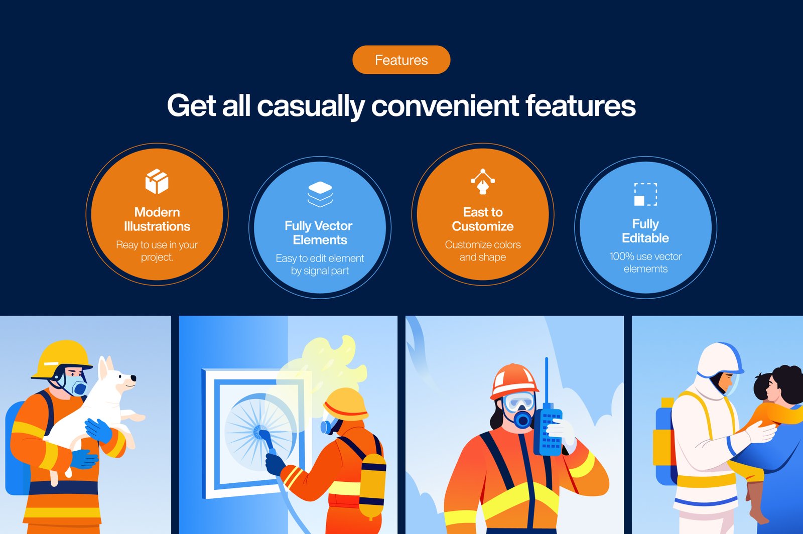Firefighter Illustration Art Set