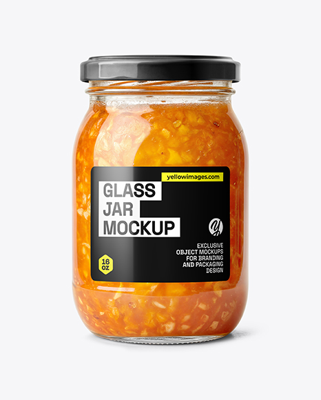 Clear Glass Jar with Orange Jam Mockup - Frosted glass mockup