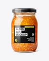 Clear Glass Jar with Orange Jam Mockup