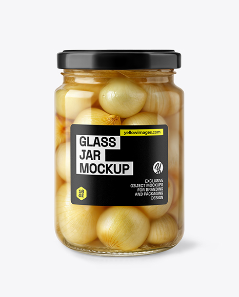 Glass Jar with English Pickled Onions Mockup - Frosted glass mockup