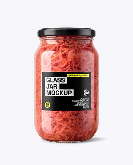 Glass Jar with Red Cabbage Sauerkraut Mockup - Cosmetic jar mockup