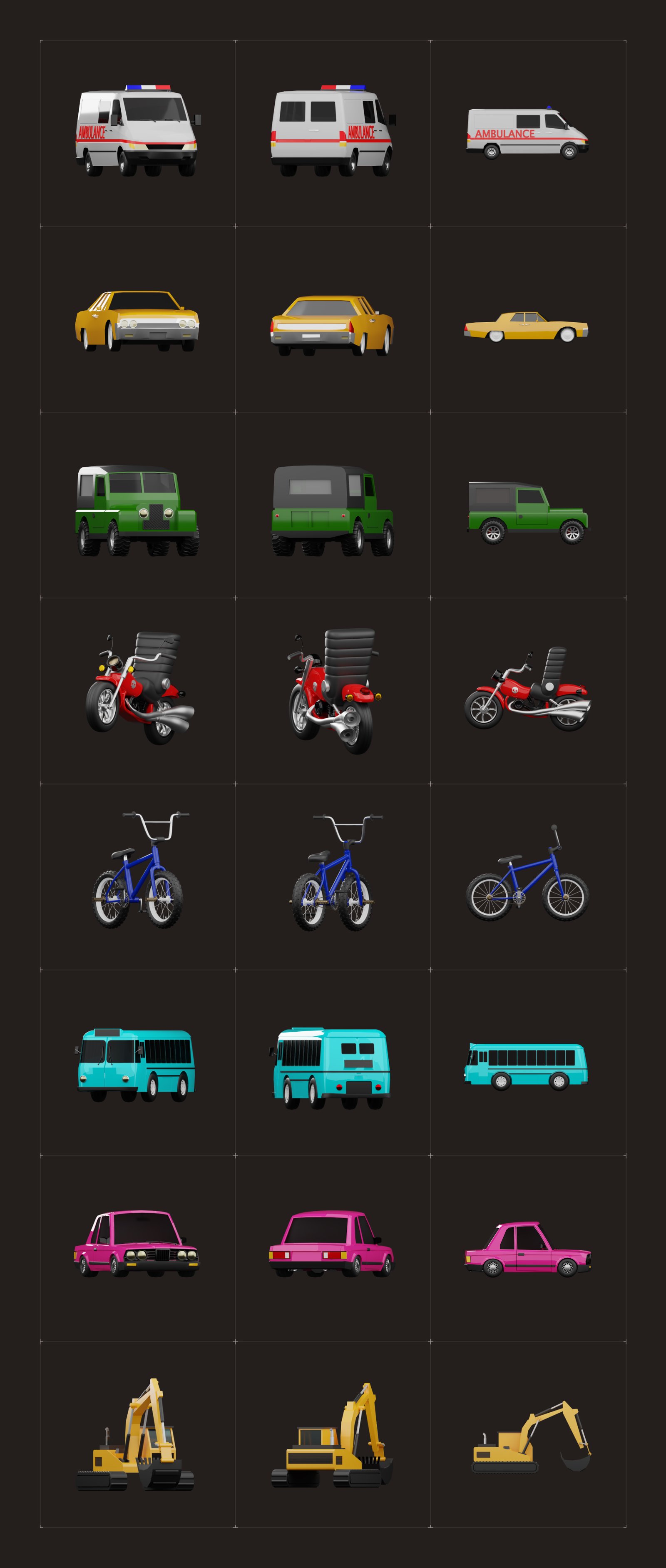 3D Vehicle Models Set