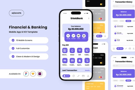ShieldBank – Secure Digital Banking App Design Template - Elegant app
