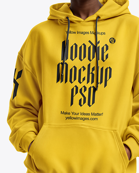Afro-American Woman Wearing Hoodie and Bike Shorts Mockup