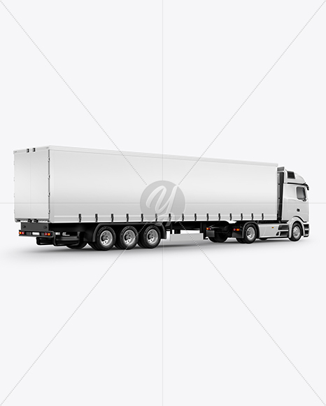 Semi Trailer Truck Mockup - Back Half Side View