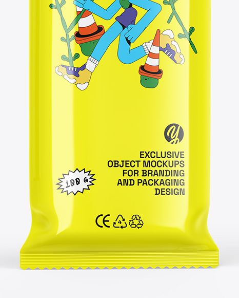 Glossy Flow Pack W/ Ice Cream Mockup