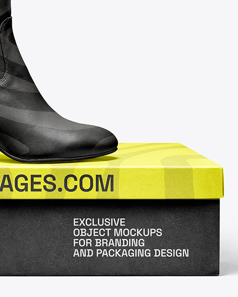 Women's High-Knee Boot on Shoe Box Mockup