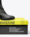 Women's High-Knee Boot on Shoe Box Mockup