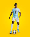 Soccer Player Wearing Raglan Jersey and Shorts Mockup