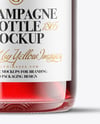 Clear Glass Red Champagne Bottle Mockup