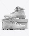 Hiking Boots with Shoe Box Mockup