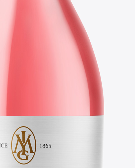 Clear Glass Pink Wine Bottle Mockup
