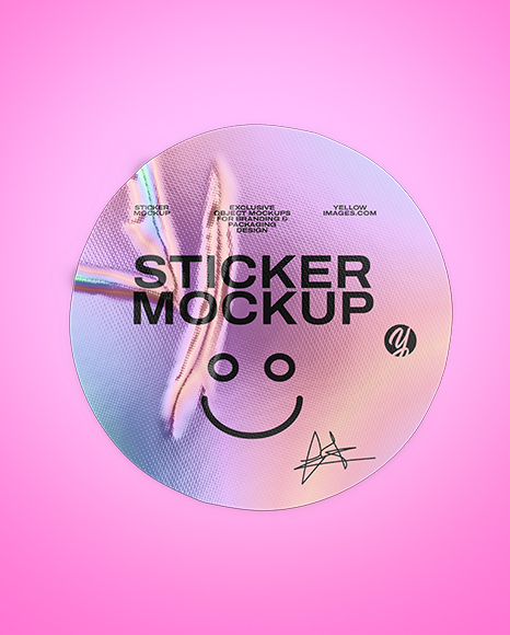 Iridescent Round Sticker Mockup