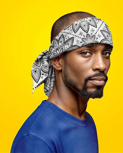 Black Man Wearing a Headband and Sweatshirt Mockup
