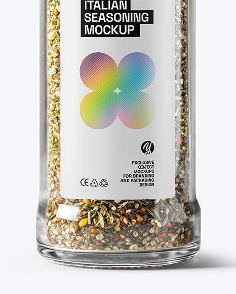 Glass Jar with Italian Seasoning Mockup