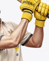 Man Wearing Full Cricket Kit with Bat Mockup