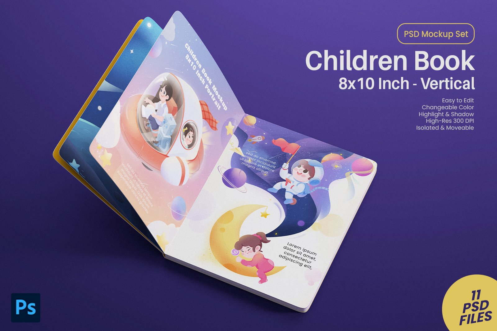 8x10 Inch Portrait - Children Book Mockup Set