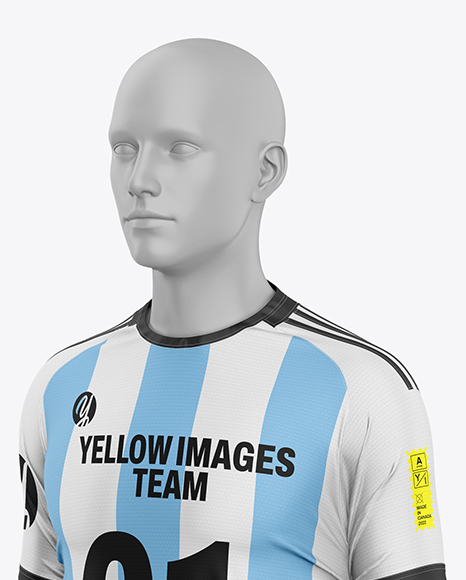 Full Soccer Kit w/ Mannequin Mockup - Half Side View