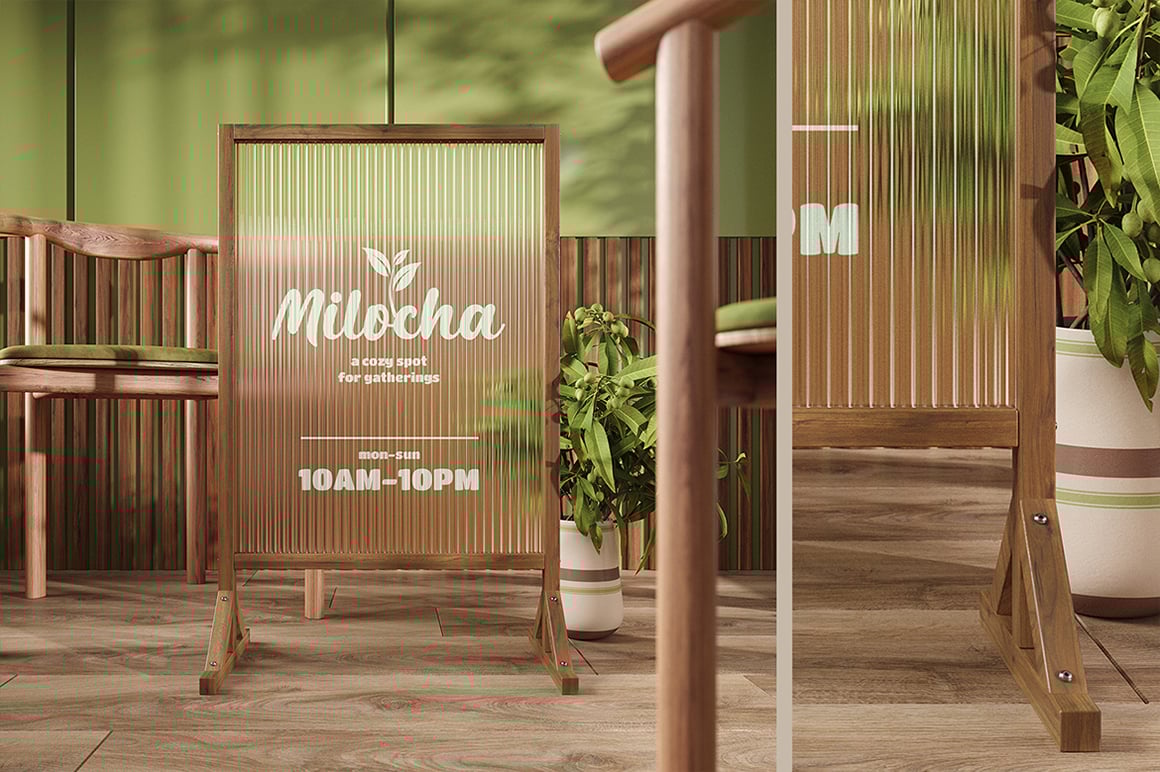 Frosted Glass Sign Board Mockup