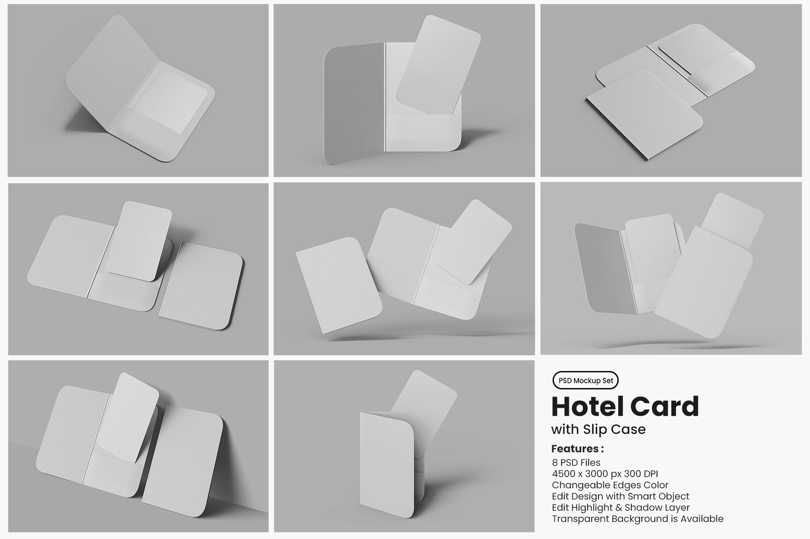 Hotel Room Key Card PSD Mockup Set