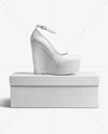 Wedge Heel Shoe with Shoe Box Mockup