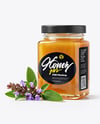 Square Glass Jar with Sage Honey Mockup
