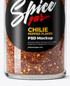 Glass Jar with Chili Pepper Flakes Mockup