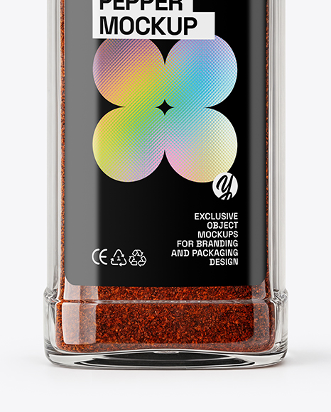 Glass Jar with Grounded Aleppo Pepper Mockup