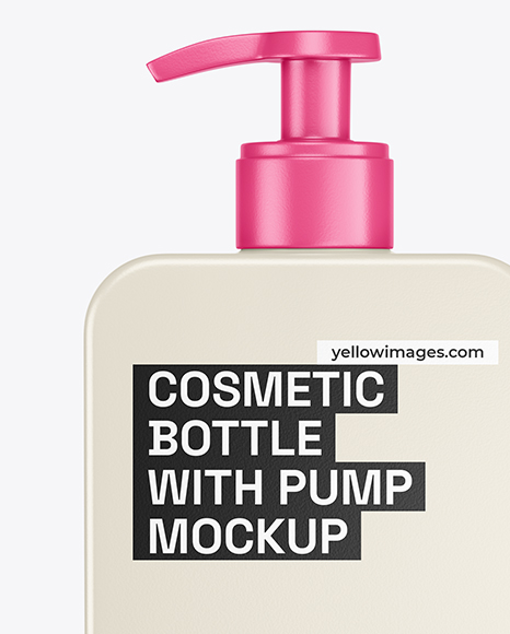 Square Cosmetic Bottle with Pump Mockup