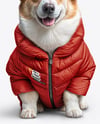 Corgi Wearing a Puffer Jacket Mockup