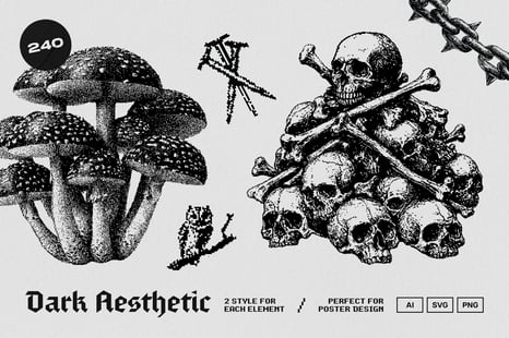 Dark Aesthetic Dithering Graphic Bundle - Graphics