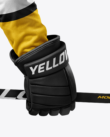 Man Wearing Full Ice Hockey Kit Mockup - Back view