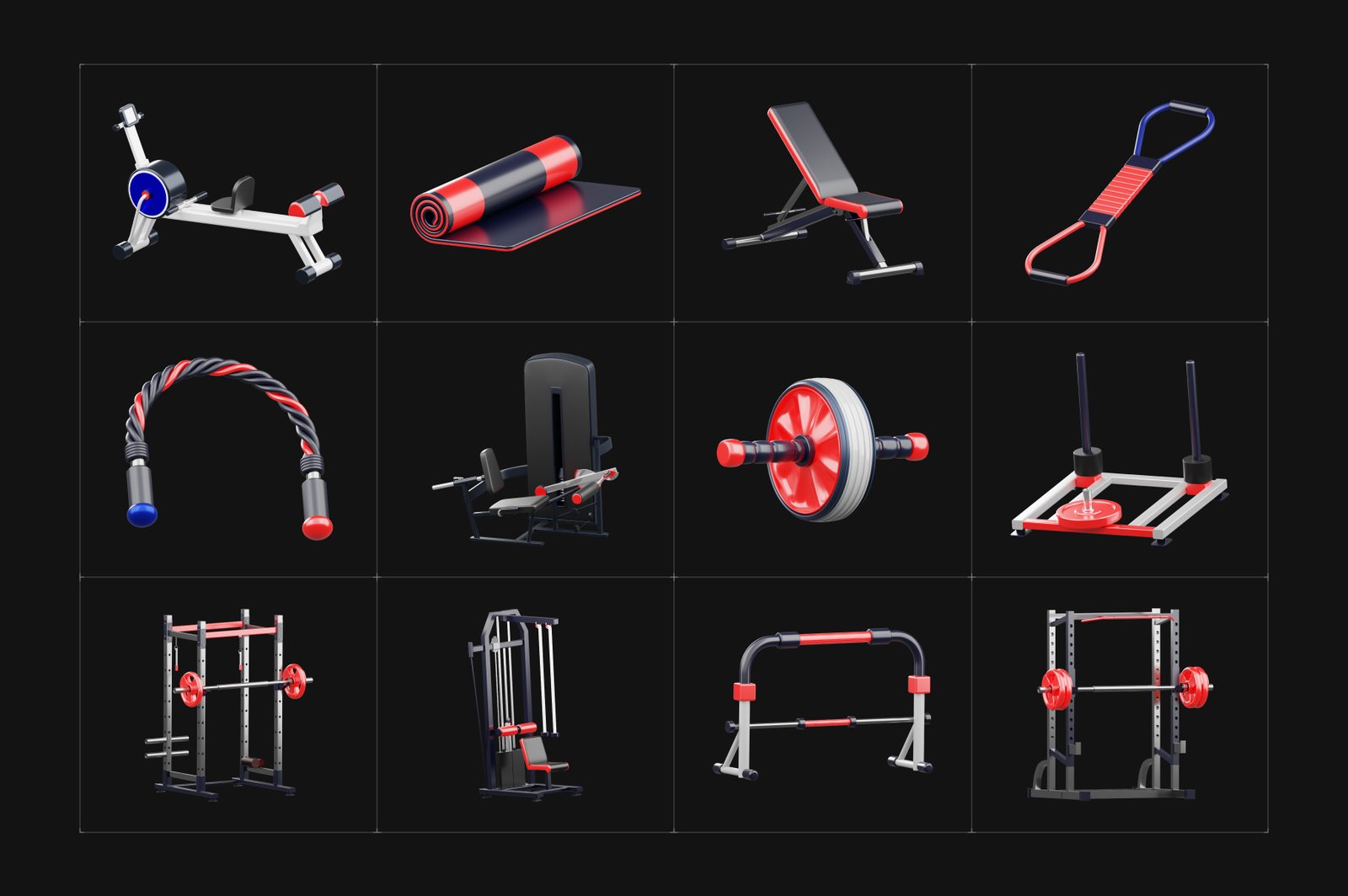 3D Fitness and Exercise Icons