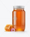 Glass Jar with Wildflower Honey Mockup