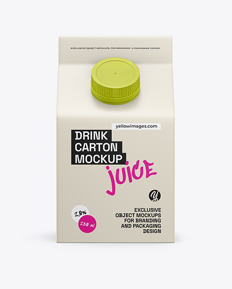 Matte Drink Carton Box Mockup - Front view