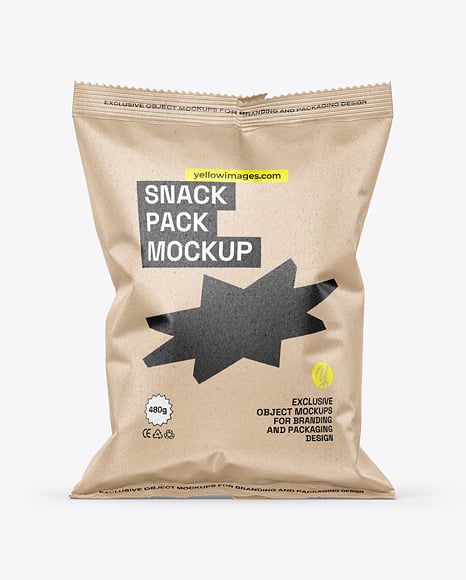 Kraft Paper Snack Bag Mockup